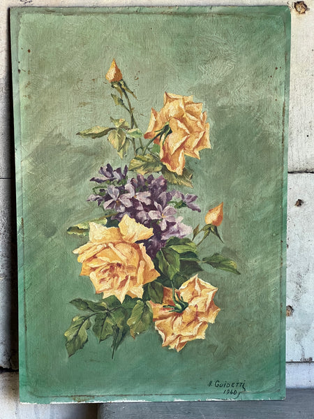Floral Oil Painting on Board 1940