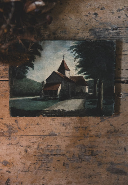 Sweet French Church Oil Painting on Canvas