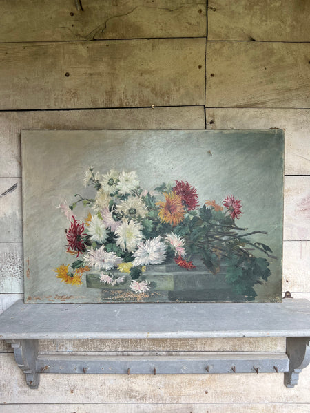 Large Floral Oil Painting on Canvas