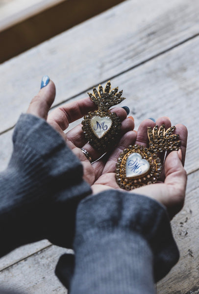 Antique Jewelled Sacred Hearts