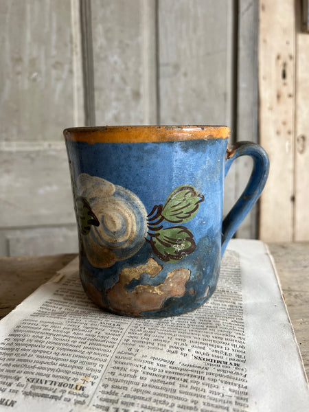 Large Folk Art Antique Mug