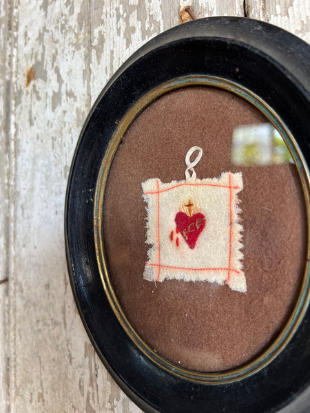 French Framed Sacred Heart Embroidery