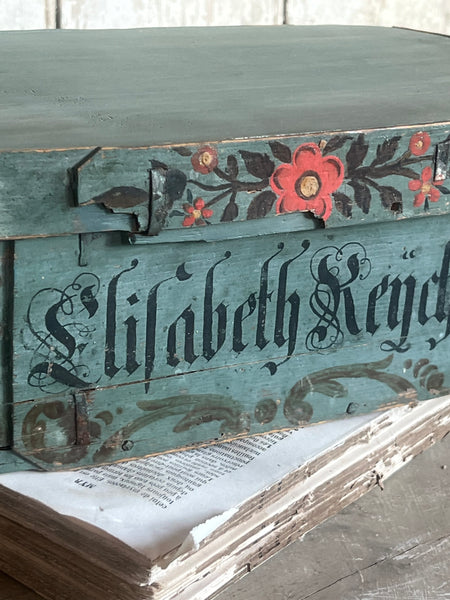 Antique Painted Wooden Box 1780