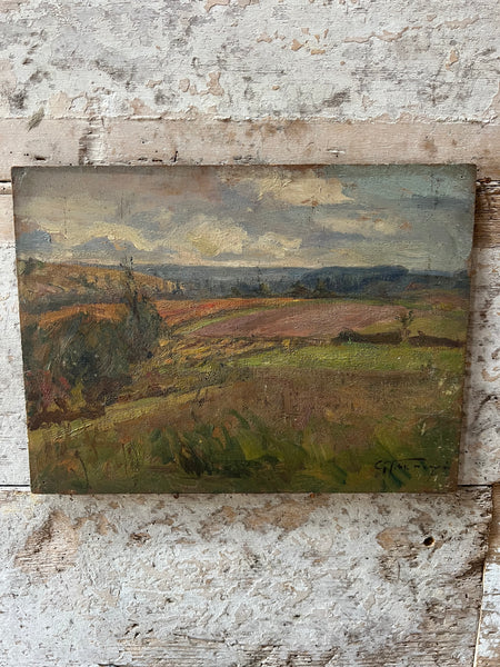 French Landscape Oil on Board