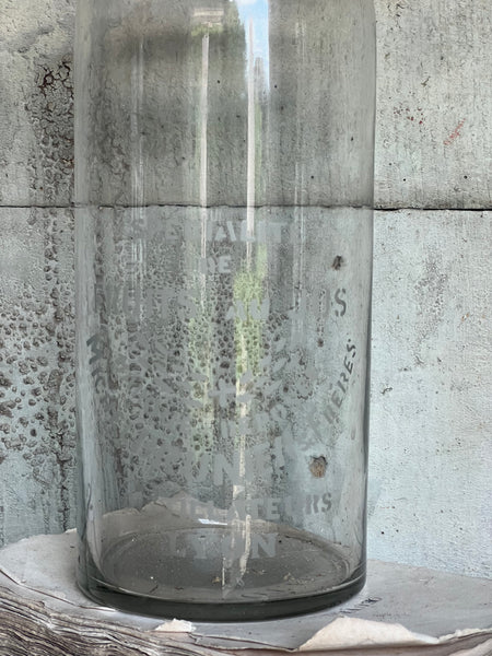 French Vintage Etched Glass Jar