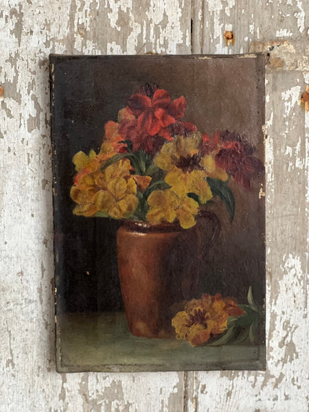 Beautiful Dark French Floral Oil on Canvas