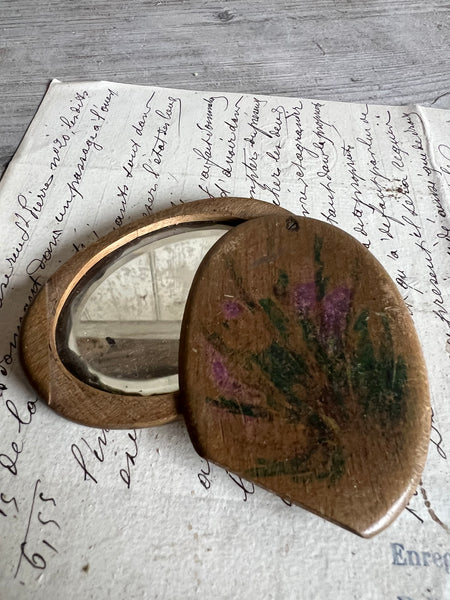 Vintage Handpainted Compact Mirror