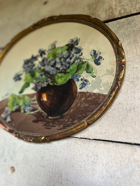 French Framed Vintage Floral Painting