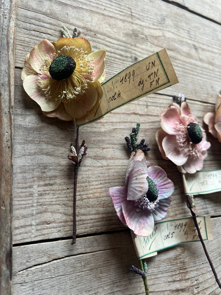 Antique French Anemone Fabric Flowers