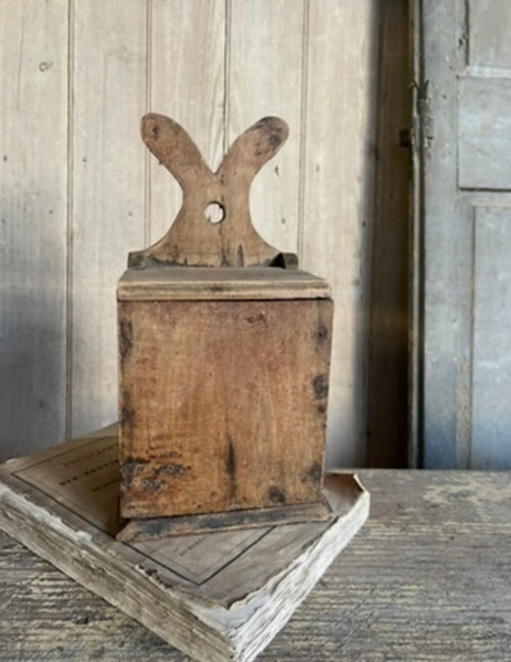 Folk art wooden salt box