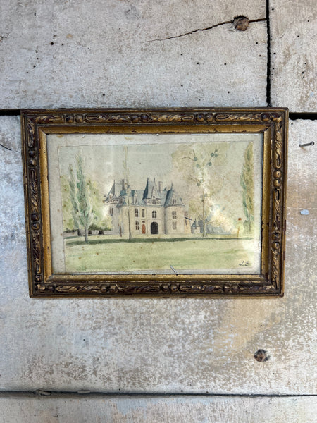 Beautiful Watercolour Chateau Painting