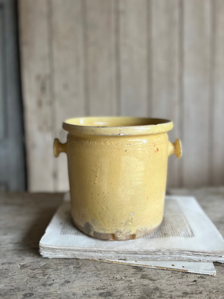 Small Antique Yellow Confiture Pot