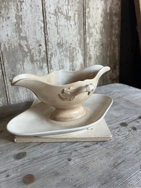 Buttery Toned Vintage French Sauce Dish