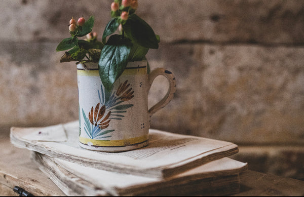 Large Folk Art Antique Mug