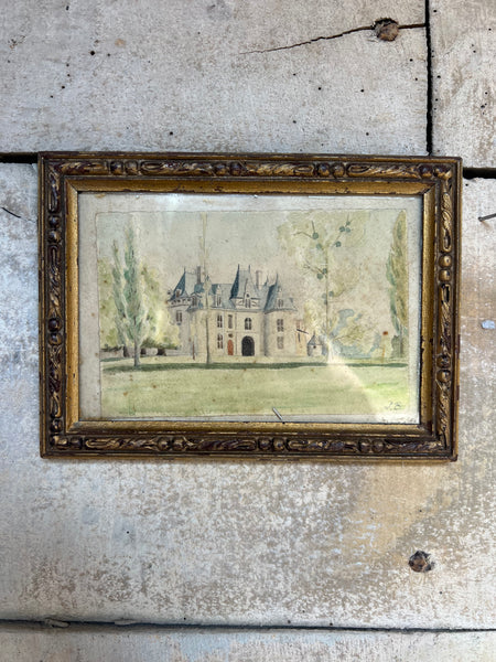 Beautiful Watercolour Chateau Painting