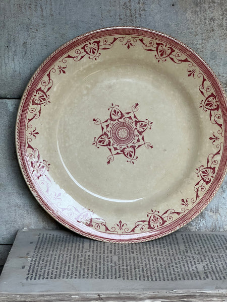 Terre De Fer Stunning Crazed Red Floral Plate