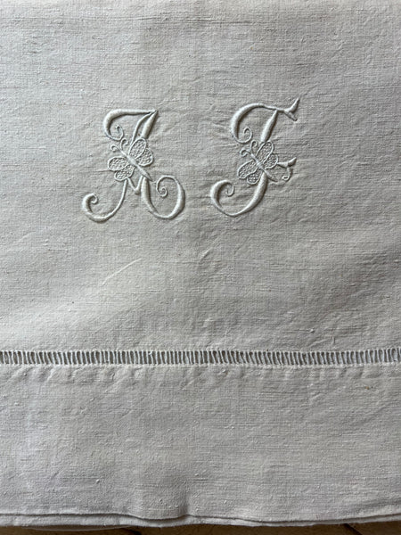 Vintage Thick French Linen Sheet AJ