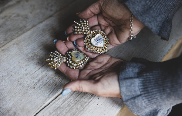 Antique Jewelled Sacred Hearts