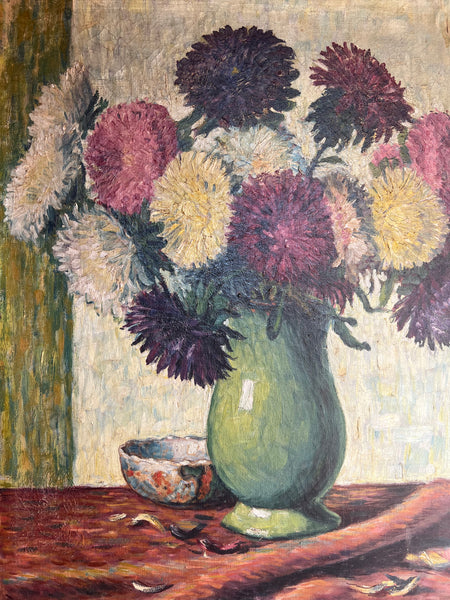 Large Floral Oil Painting on Canvas