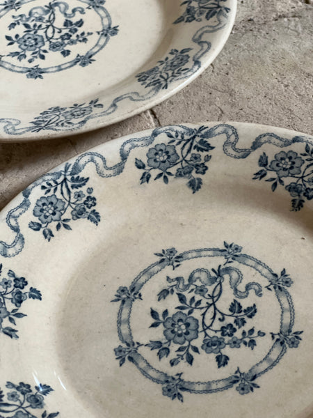 French Aged Transferware Plates