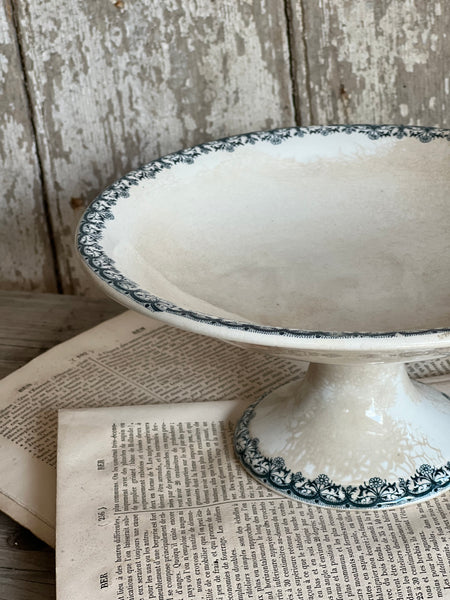French Floral Transferware raised dish