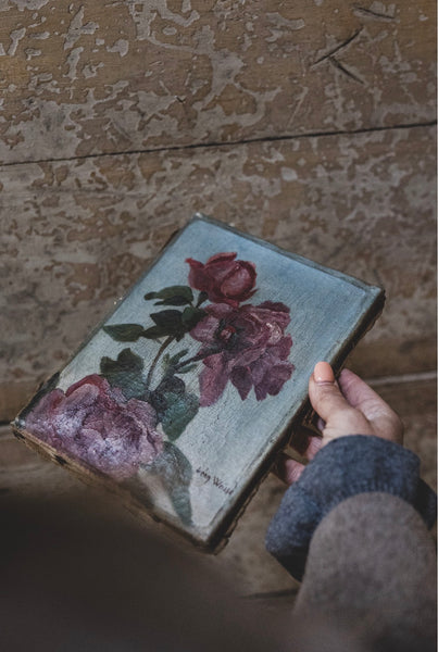 Vintage French Floral Oil on Canvas