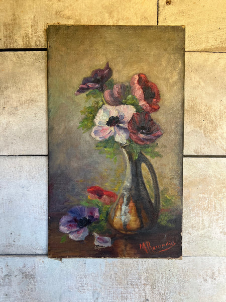 French Floral Oil on Canvas
