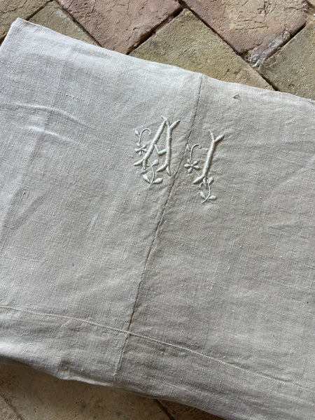 Vintage Thick French Linen Sheet AI