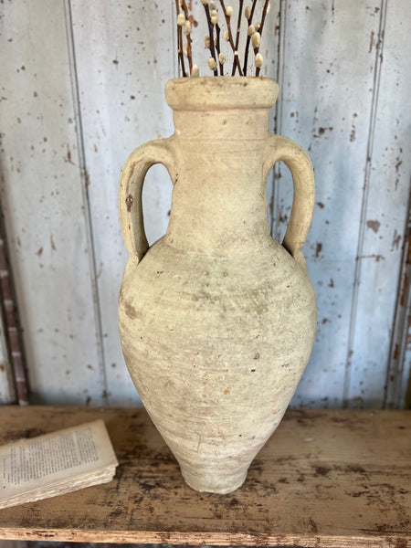 French Vintage Tall Huge Natural Earthenware Vase
