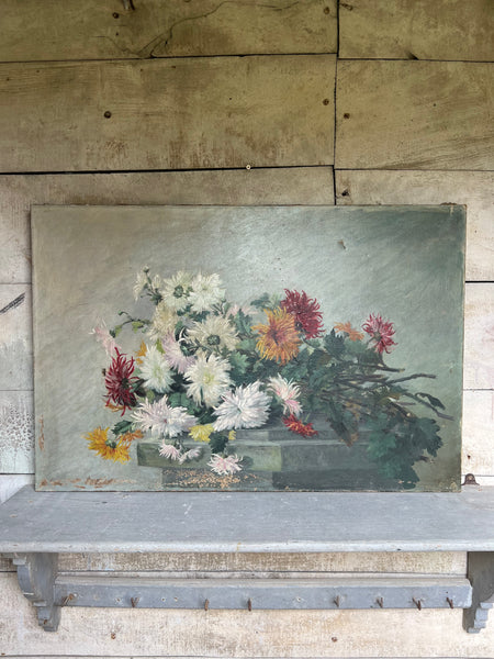 Large Floral Oil Painting on Canvas