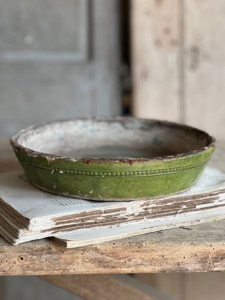 Antique Green Provençal Dish