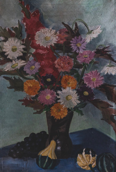 Large Floral Oil Painting on Canvas