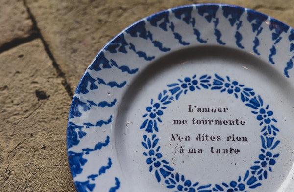 Antique French Quote Plate