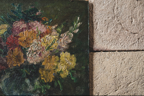 Beautiful French Floral Oil on Board