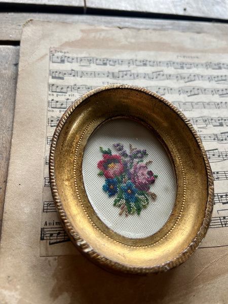 Vintage French Framed Embroidery