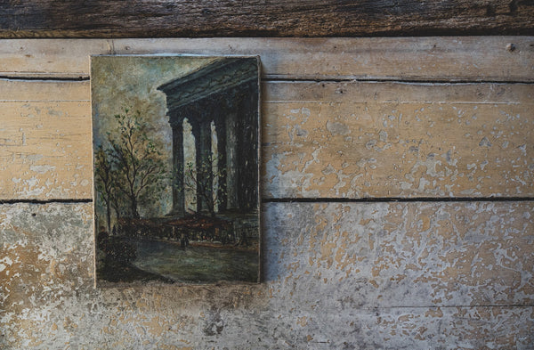 Antique Parisian Flower Market Painting