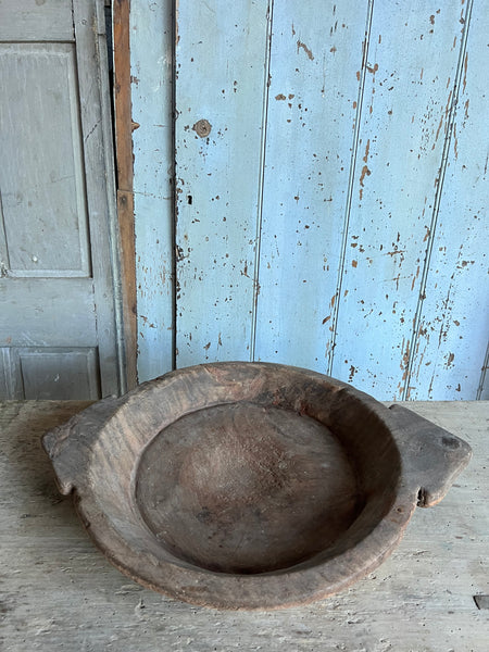 Large Vintage Wooden French Bowl