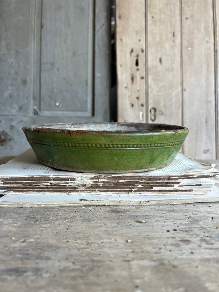 Antique Green Provençal Dish