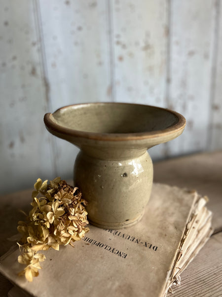 French Vintage Wide Neck Stoneware Pot