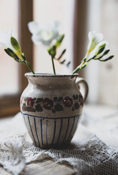 Painted Vintage French Handled Pot