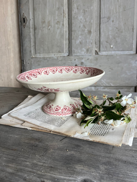 Beautiful French Floral Transferware raised dish
