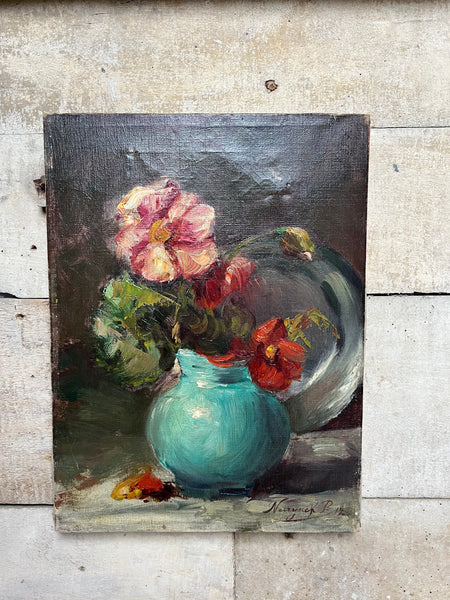 French Floral Oil on Canvas