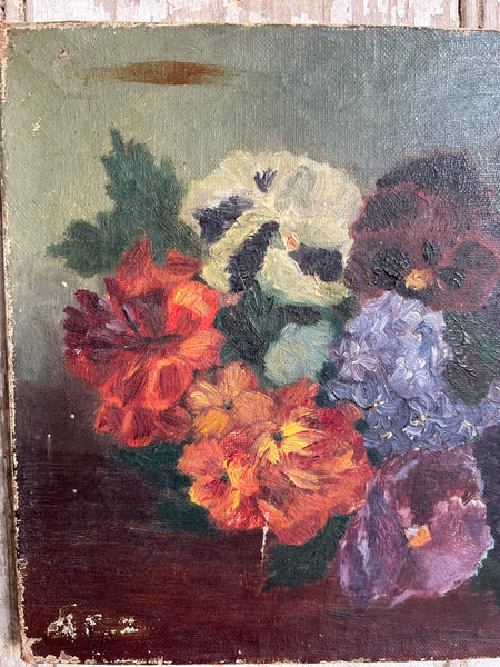 Beautiful Dark French Floral Oil on Canvas