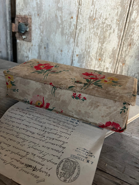 French Vintage Floral Fabric Box