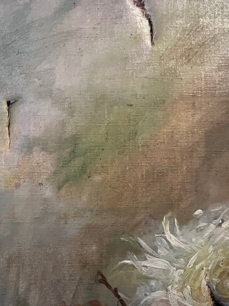 Large Floral Oil Painting on Canvas