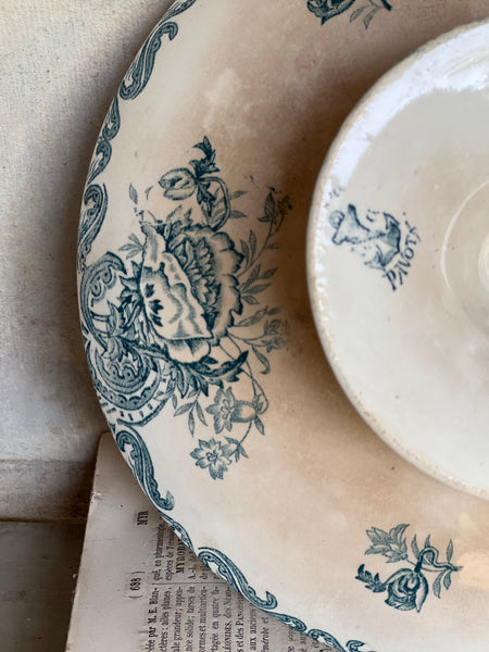 French Floral Transferware raised dish