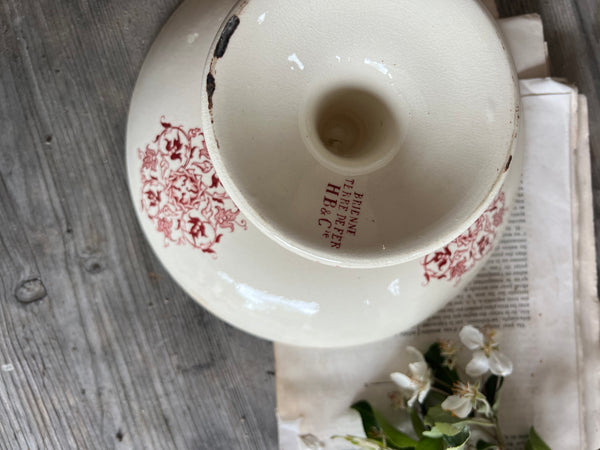Beautiful French Floral Transferware raised dish