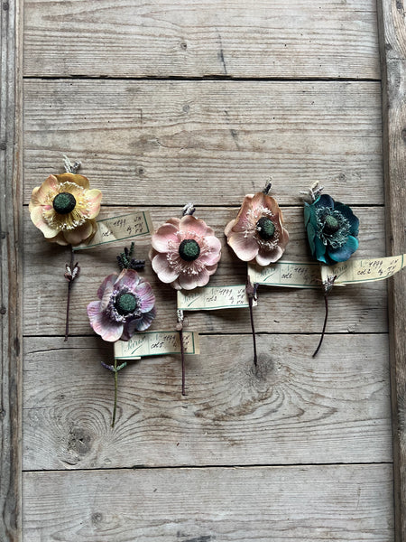 Antique French Anemone Fabric Flowers