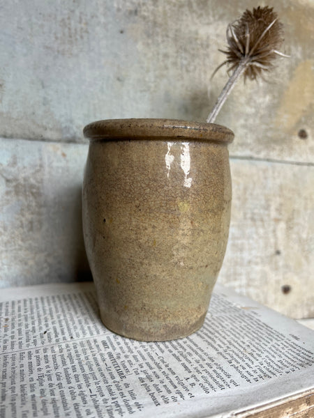 Vintage French Handled Stoneware Pot
