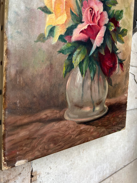 French Floral Oil on Canvas